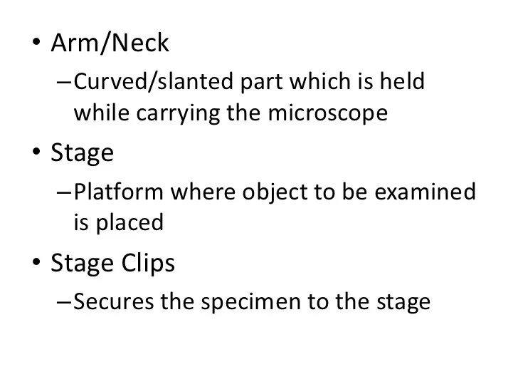 Parts and functions of a compound microscope