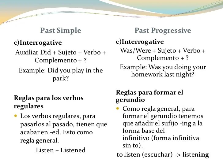Diferencia Entre Pasado Simple Y Pasado Progresivo Nepora