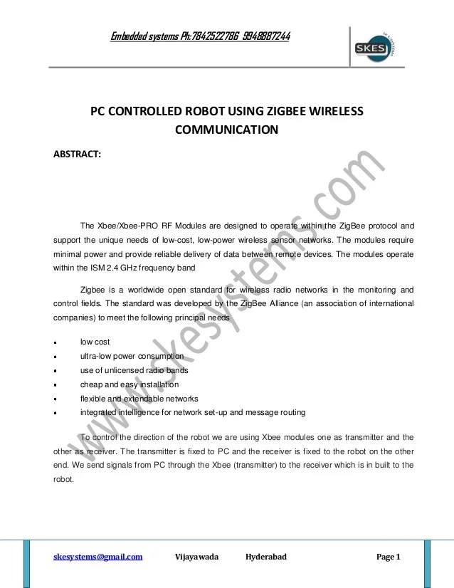 Pc controlled robot using zigbee wireless communication