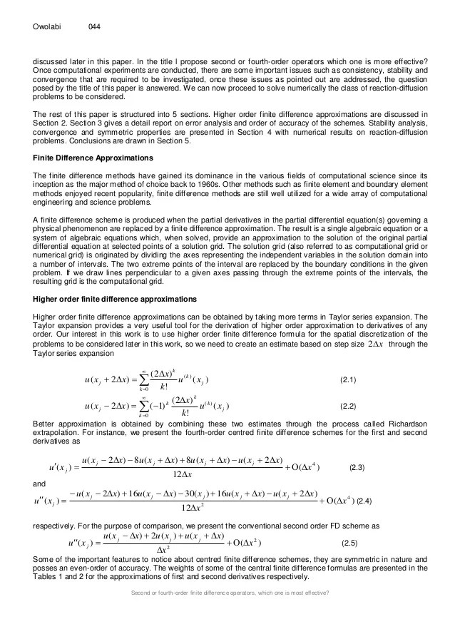 Second or fourthorder finite difference operators, which one is most…