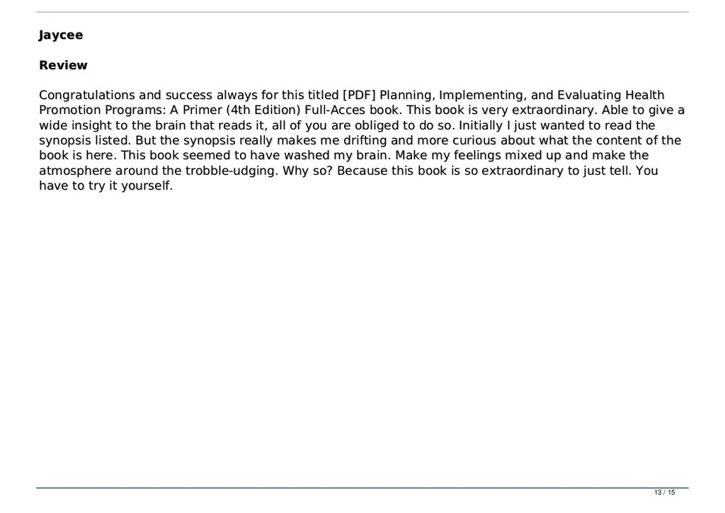 [PDF] Planning, Implementing, and Evaluating Health Promotion Programs