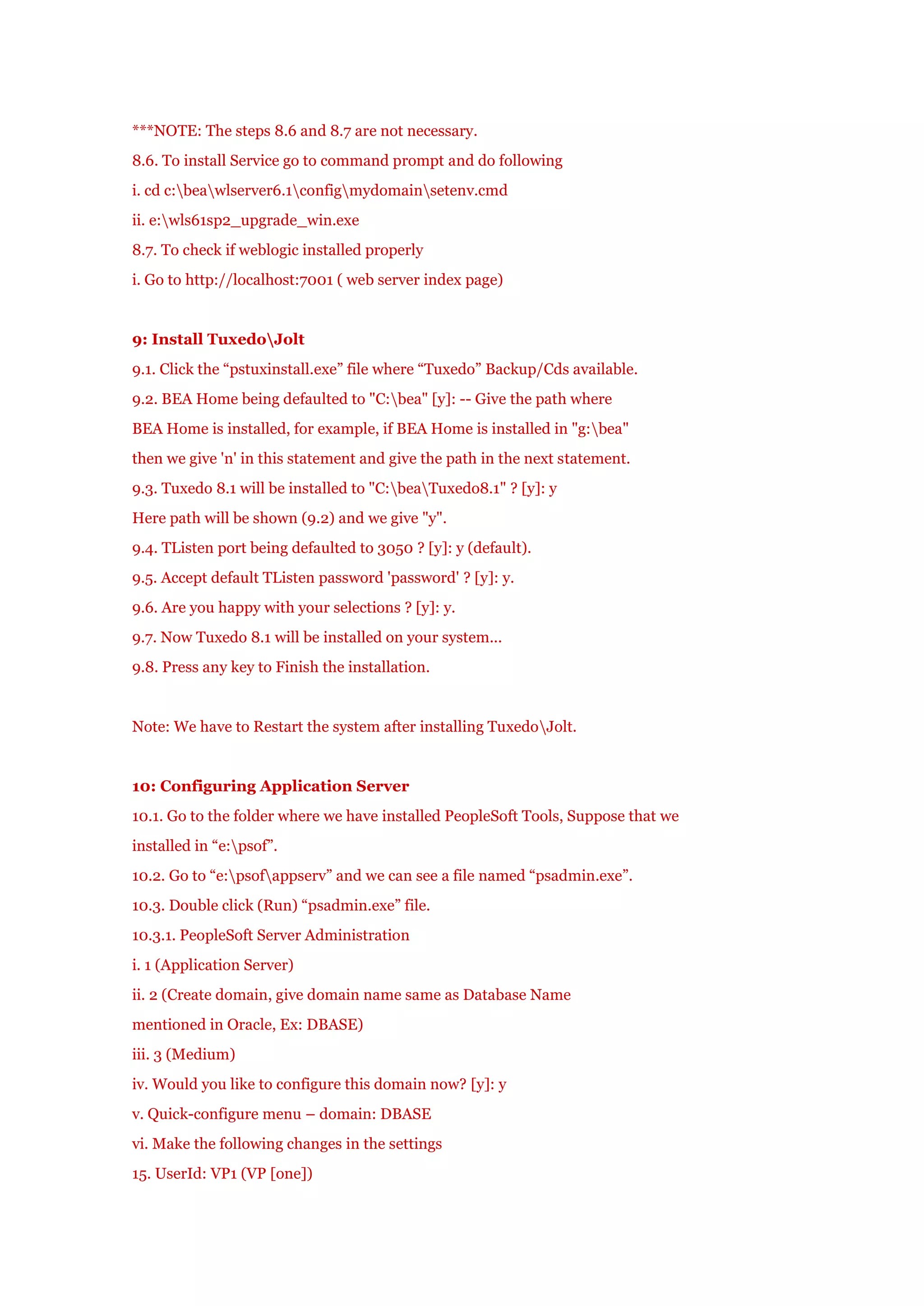 Peoplesoft installation steps DOCX