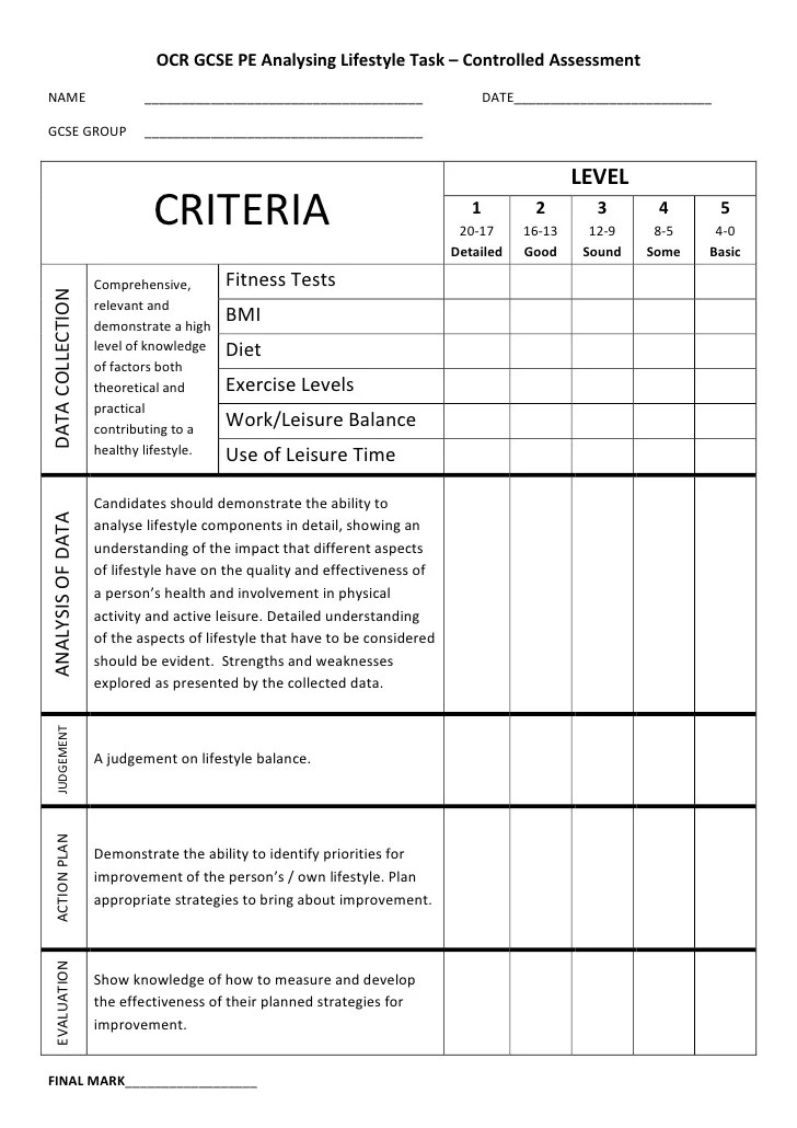 Gcse pe coursework ocr