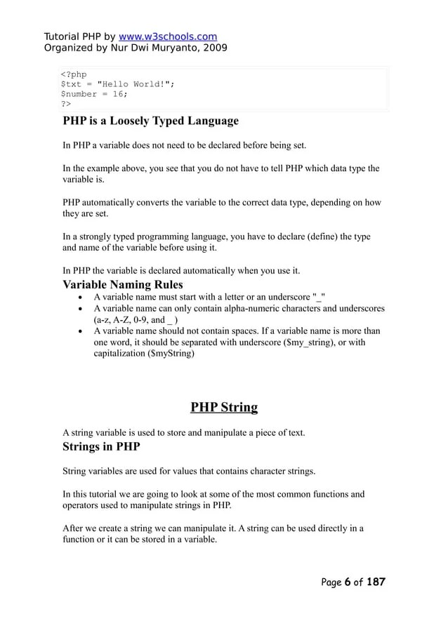 Php tutorial(w3schools) PDF