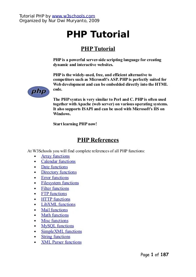 Php tutorial(w3schools)