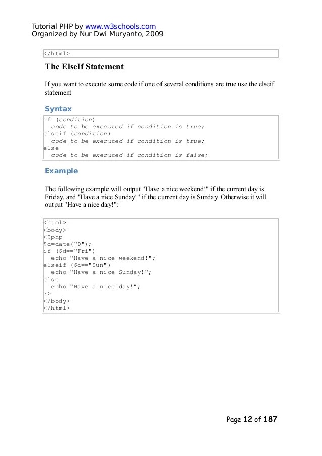 Php tutorial(w3schools)