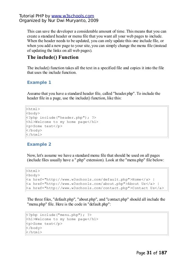 Php tutorial(w3schools)