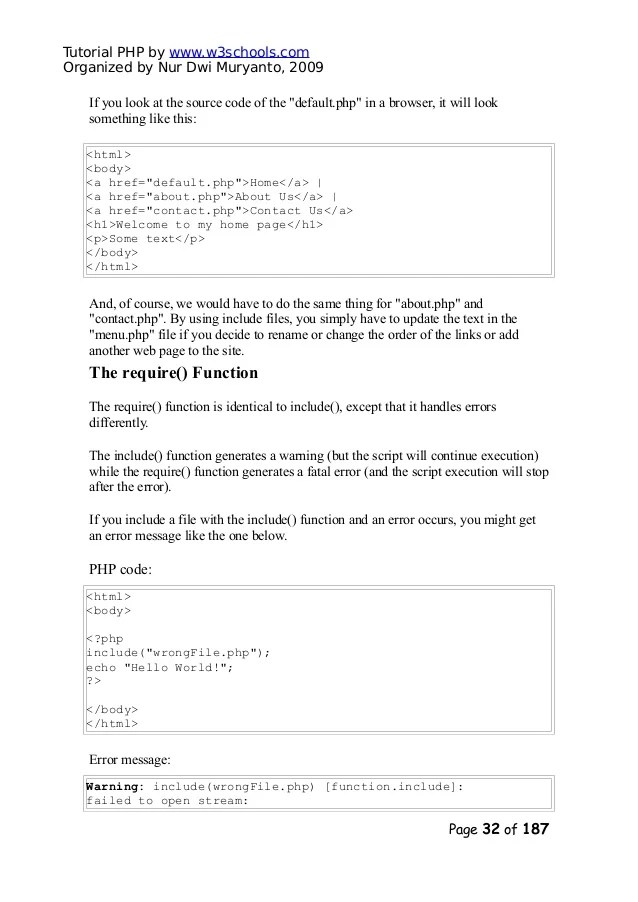 Php tutorial(w3schools)