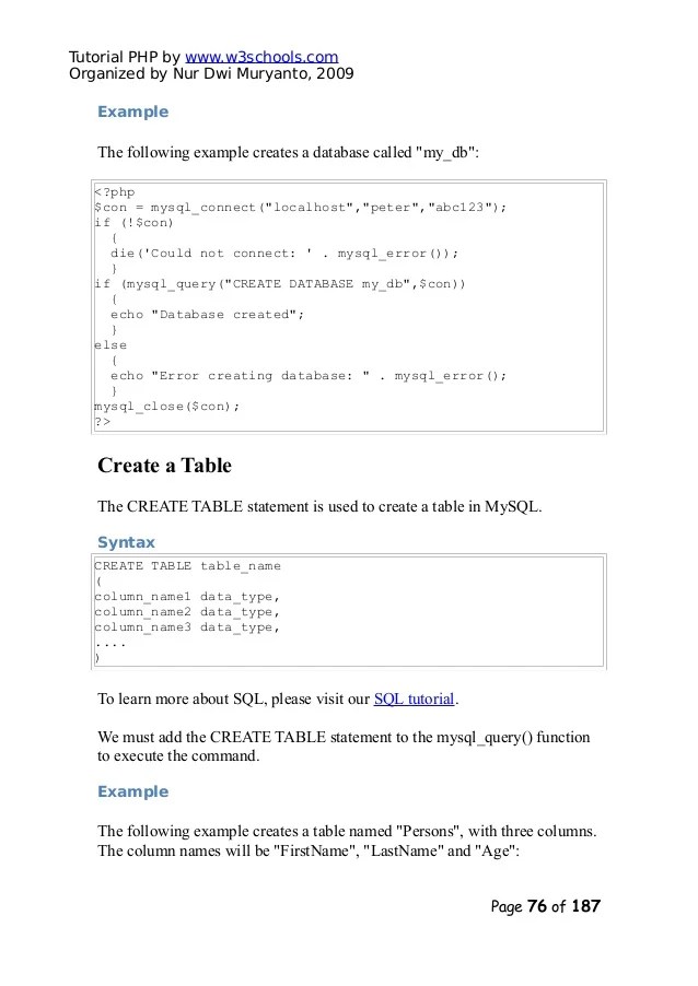 Php tutorial(w3schools)