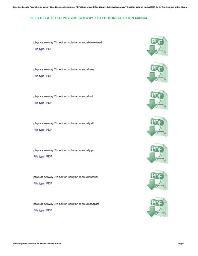 Physics serway7theditionsolutionmanual