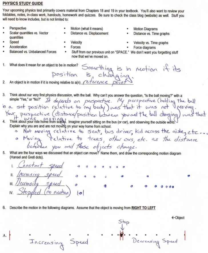 Physics test study guide key