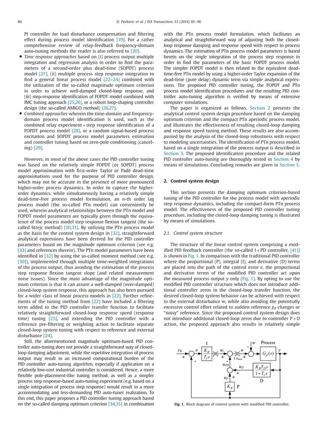 PID controller auto tuning based on process step response and damping optimum criterion