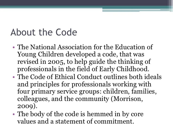 Naeyc Code Of Ethical Conduct slidesharedocs