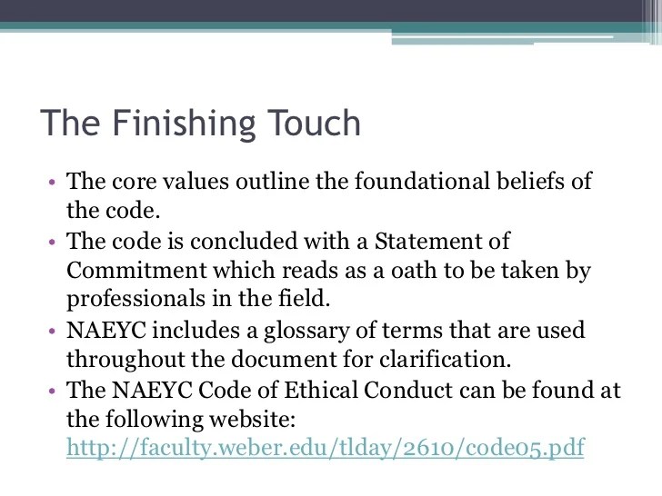 Positive Guidance & NAEYC Code of Ethics Presentation