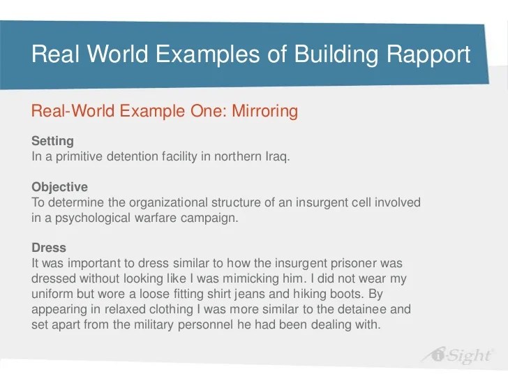 Investigation Interviews Building Rapport