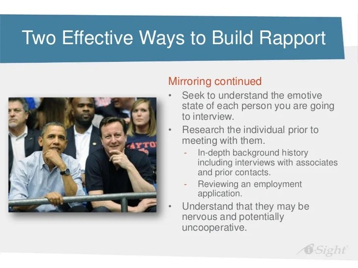Investigation Interviews Building Rapport