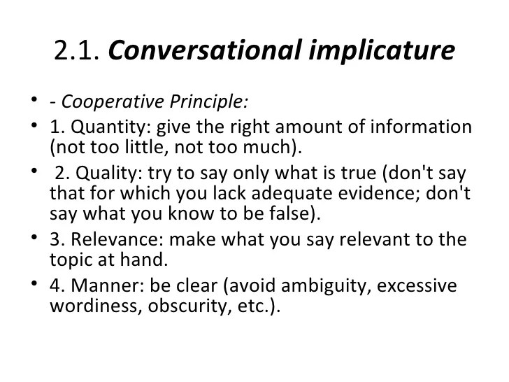 Pragmatics implicature