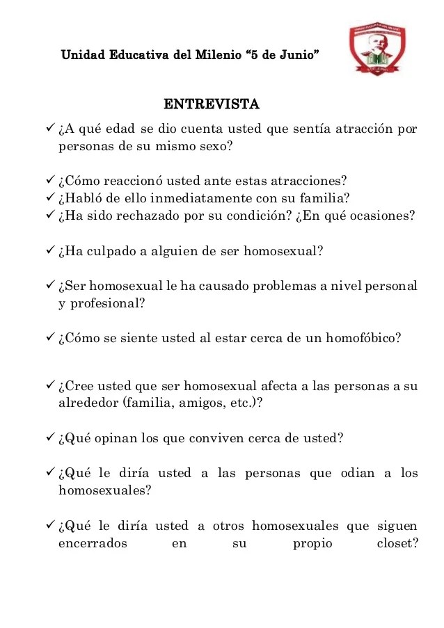 Preguntas HOMOSEXUALIDAD