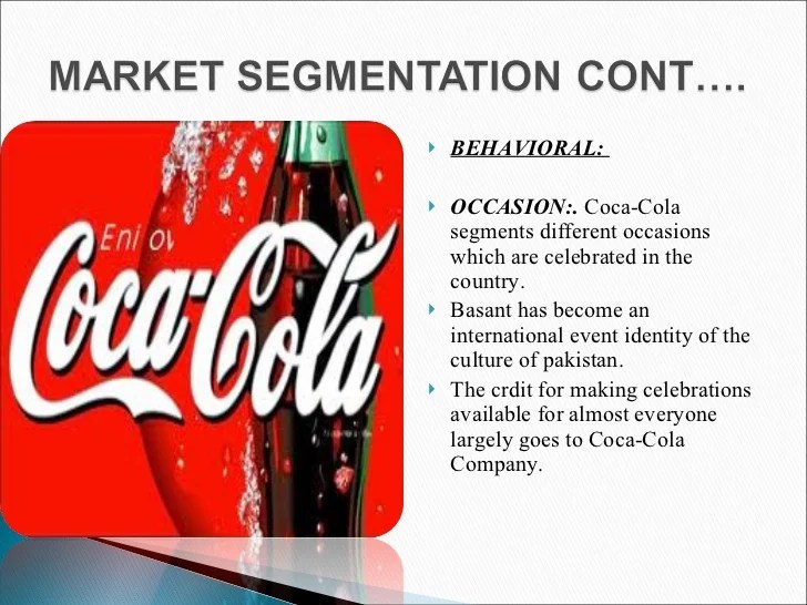 Target market and market segmentation of CocaCola
