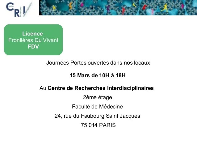 Presentation licence FDV JPO Paris descartes 2014