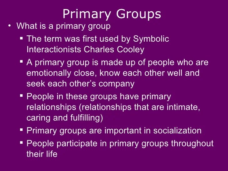 Primary and secondary groups