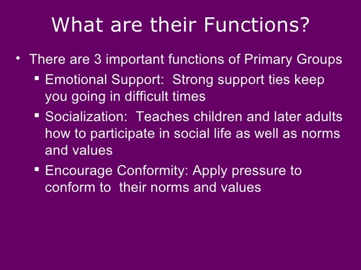 Primary and secondary groups