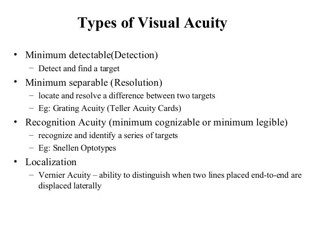 Principle of visual acuity charts class