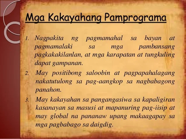 GOALS, EXPECTATIONS, AND COMPETENCIES OF MAKABAYAN