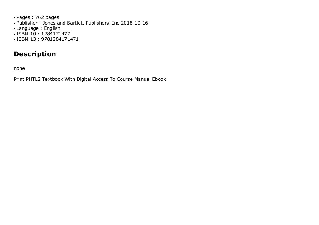 [Pdf]$$ PHTLS 9e Print PHTLS Textbook with Digital.
