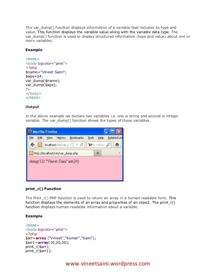 Print function in PHP
