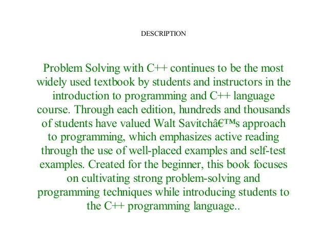 [PDF] Problem Solving with C++ (MyProgrammingLab (Access Codes)) by W…