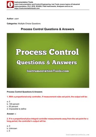 Process control MCQ | PDF
