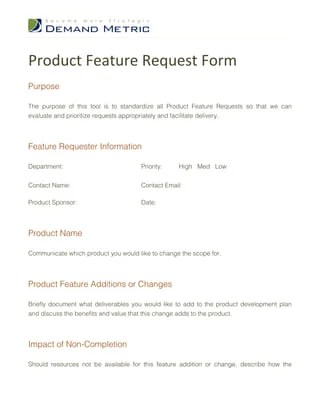Product Feature Request Form | DOC
