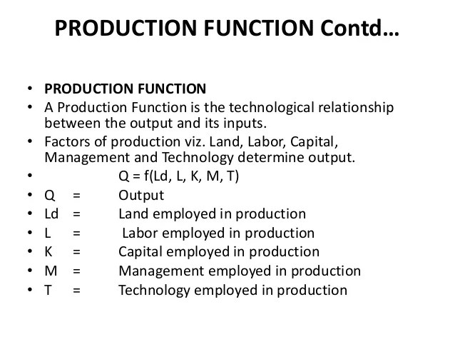 😂 Factors of production function. Production Function in Economics