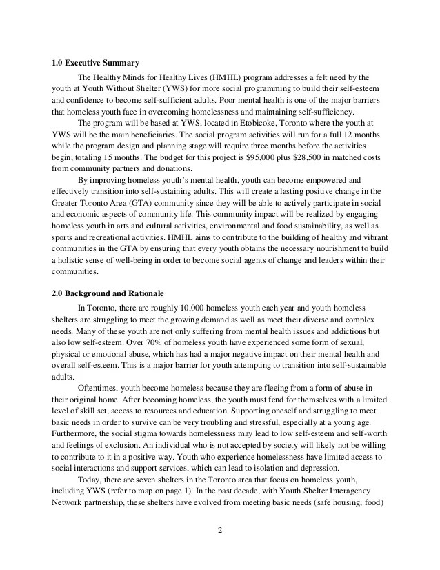 Project Proposal Youth Without Shelter