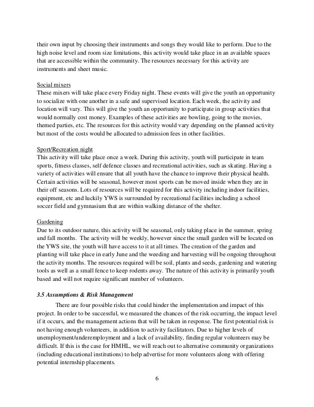 Project Proposal Youth Without Shelter