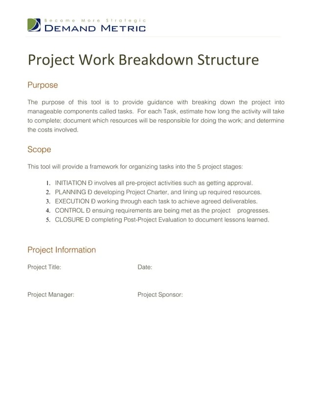 Project Work Breakdown Structure | PDF