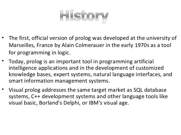 Artificial intelligence Prolog Language