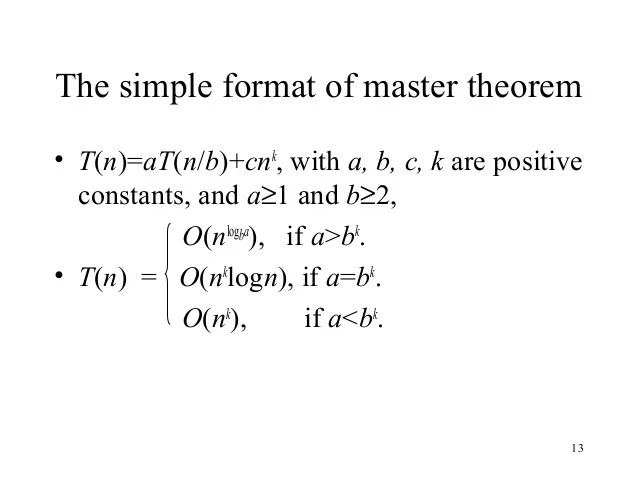 Masters Theorem Algorithm Masters Theorem To Calculate Complexity