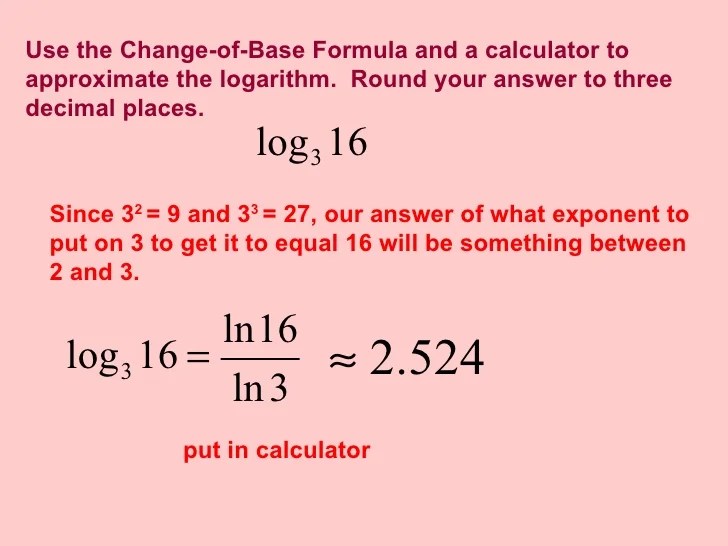 Properties of logarithms