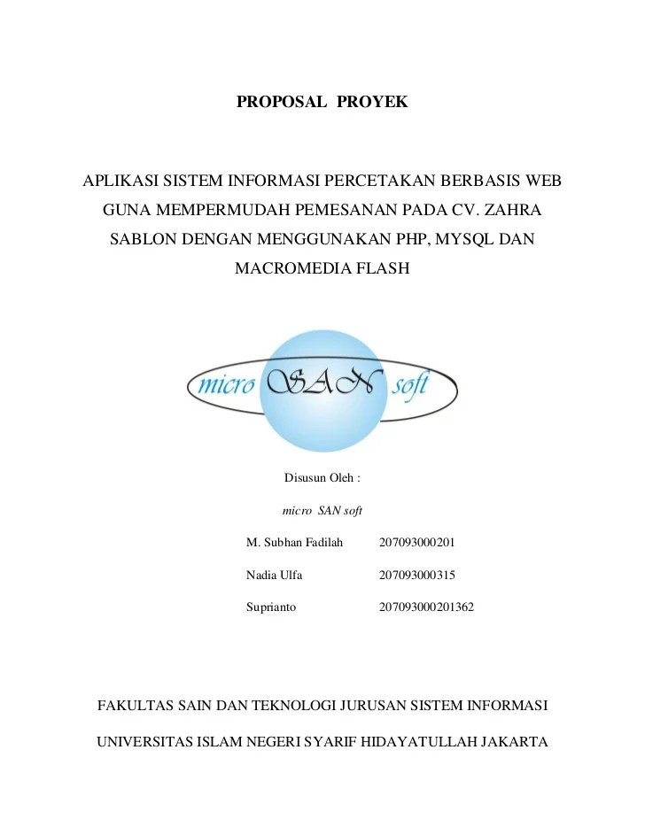 Contoh Proposal Pembuatan Aplikasi serat