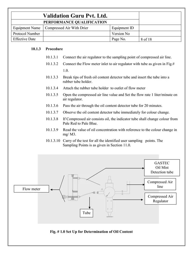 Protocol for compressed air validation PDF