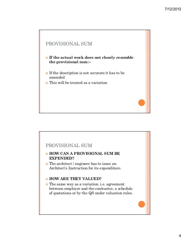Provisional sum prime cost sum