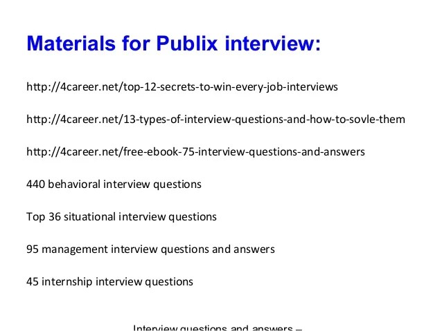 Publix interview questions and answers
