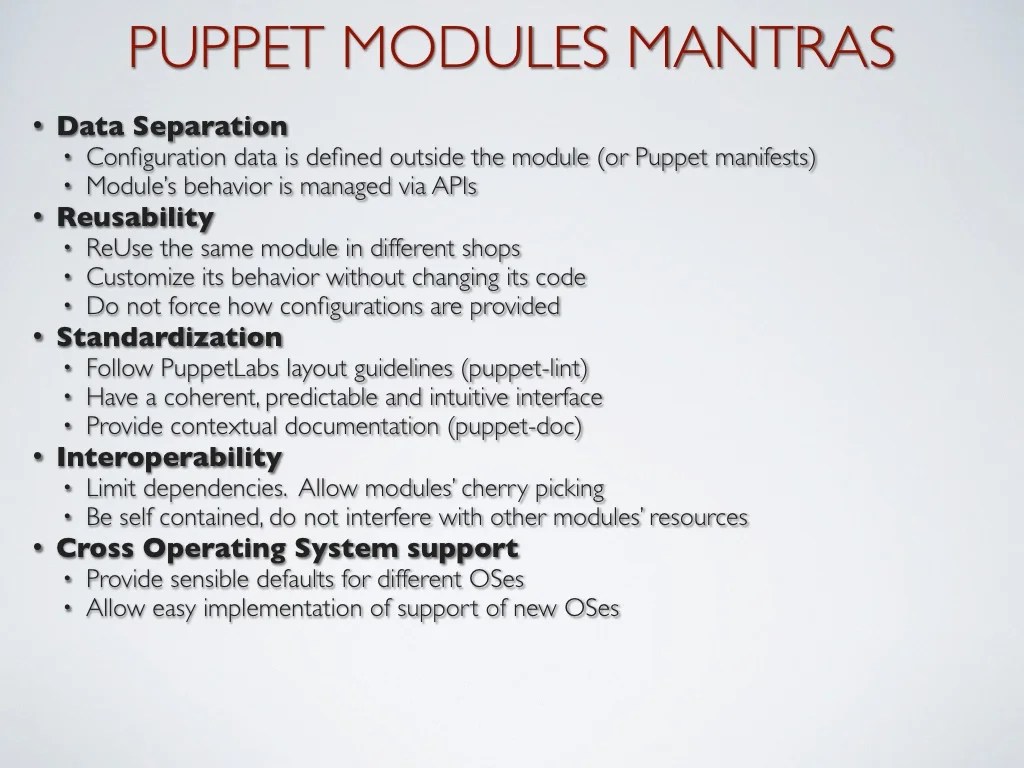 Puppet modules An Holistic Approach