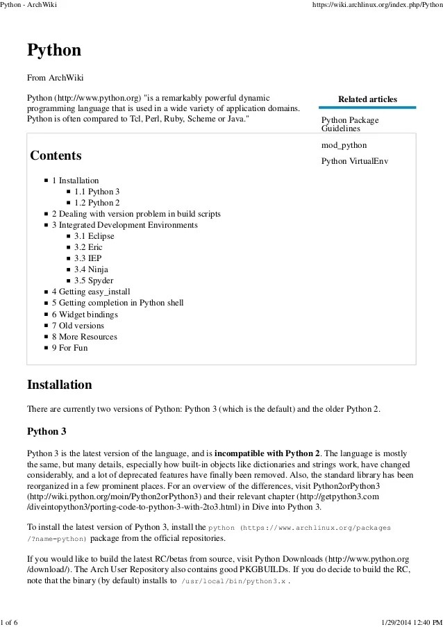 Python arch wiki