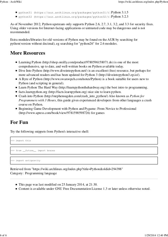 Python arch wiki