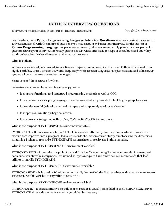 Python interview questions Python interview questions