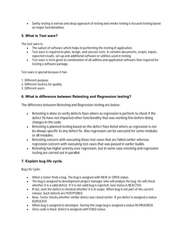 QA interview questions and answers