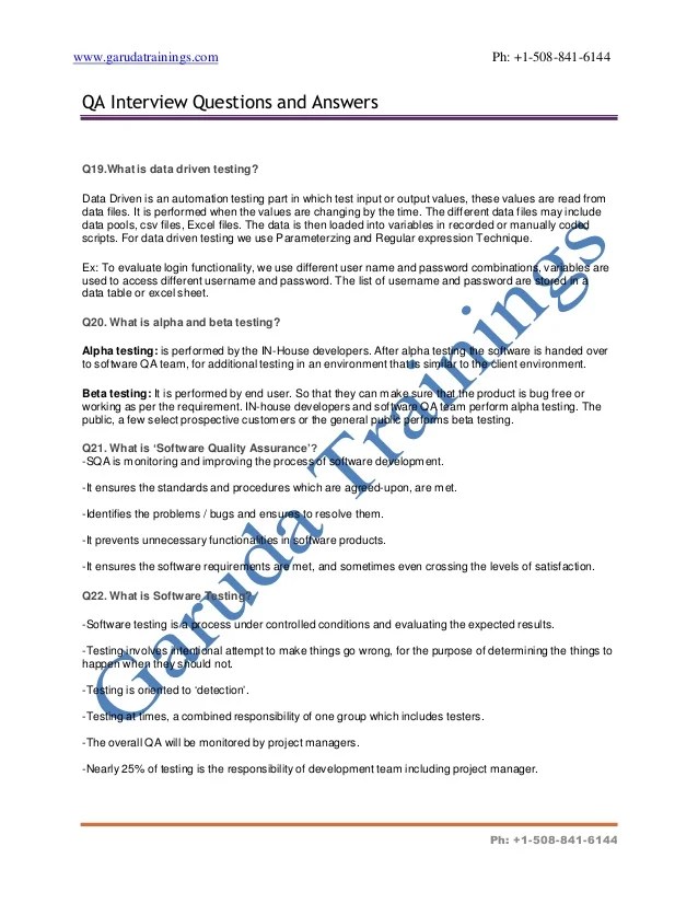 Qa interview questions and answers for placements